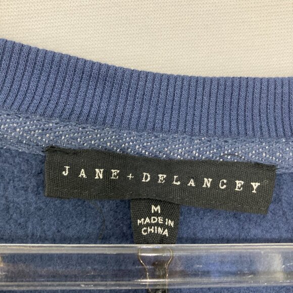 New Jane and Delancey Medium Navy Metallic Leopard Print Stretch Sweatshirt - Picture 2 of 10